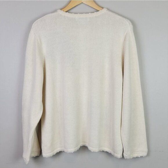 EMBROIDERED Grandma Knit Cardigan Floral Butterfly L Haband Vintage - Picture 8 of 16